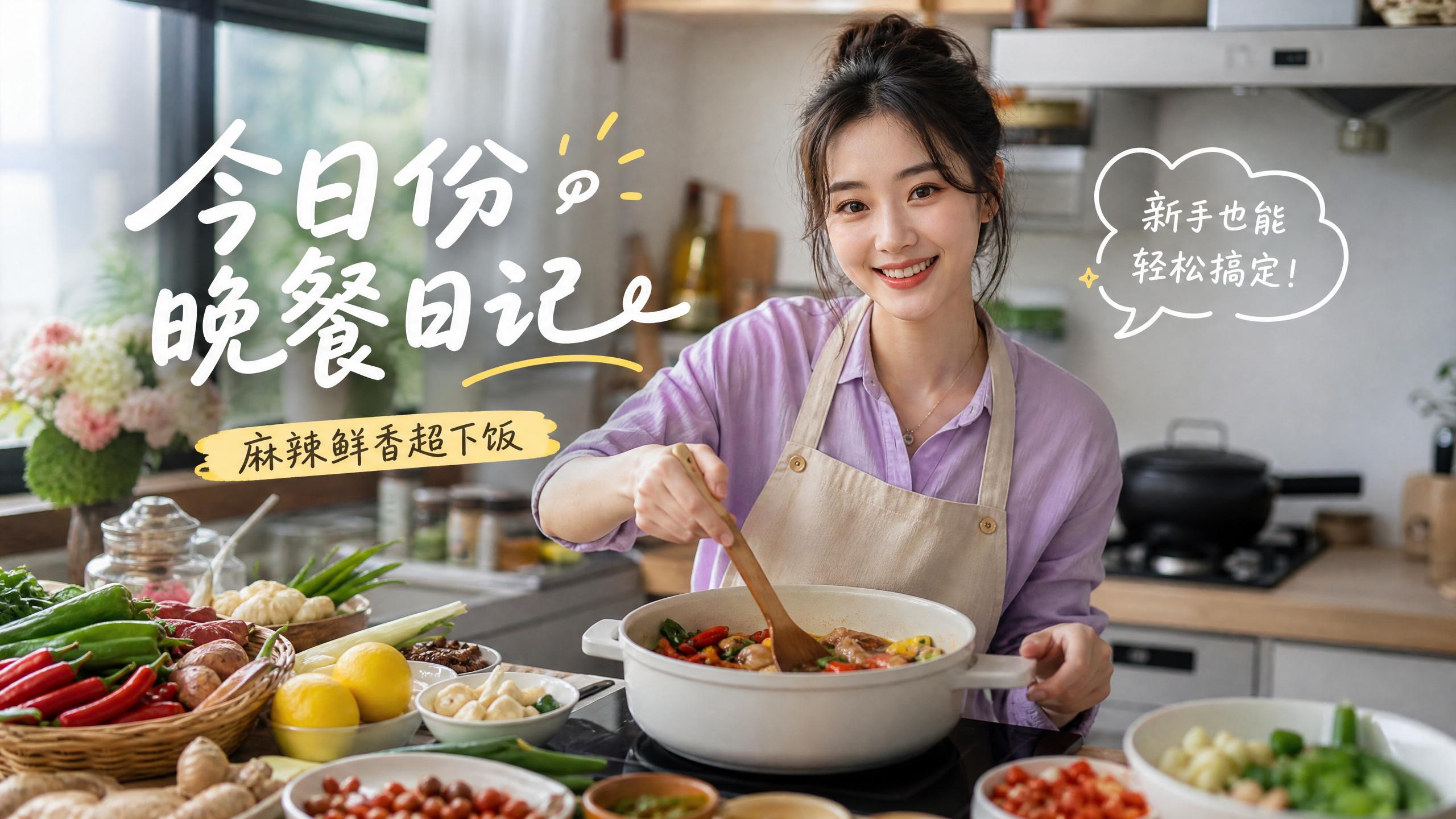 糖心 【美食视频教程】今日份晚餐日记，麻辣鲜香超下饭，新手也能轻松搞定